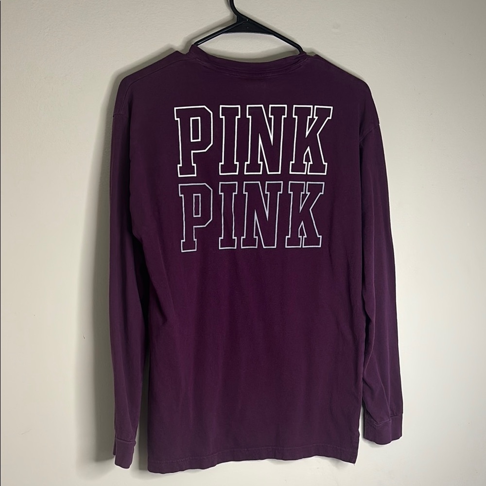 12. PINK Victoria's Secret Dark Purple Long Sleeve Top - Picture 2 of 4